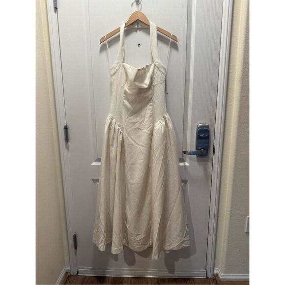 Line & Dot Greta Halter Maxi Dress in cream size S NWOT $173 - Picture 5 of 8